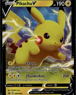 Pikachu V Promo SWSH: Sword & Shield Promo Cards SWSH061 Lightning Holo Pokemon - Image 1