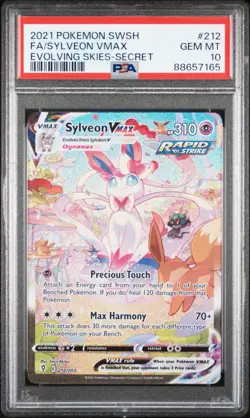 2021 POKEMON SWSH FA SYLVEON VMAX EVOLVING SKIES SECRET PSA #212 GEM MT 10 - Image 1