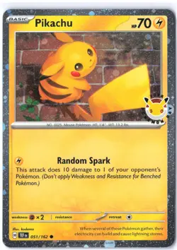 Pikachu (Pokemon Day 2026) 051/162 Holo (Cosmo Holo) Pokemon NM 30th - Image 1