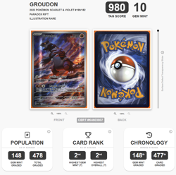 2023 Pokemon SV Paradox Rift 199/182 Groudon Illustration Rare TAG 10 (980) - Image 4