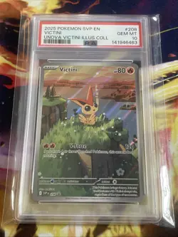 2025 Pokemon SV Promos Victini 208 PSA 10 Gem Mint Unova Illustration Collection - Image 1