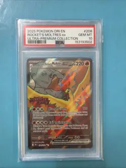 2025 Pokemon DRI EN 208 TEAM Rocket’s Moltres ex Ultra Premium Collection PSA 10 - Image 1