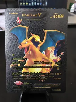 Charizard V Black Foil Display Card “Wild Flames” Black Foil Pokemon Card - Image 1