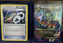 Pokemon Rayquaza Spirit Link & M Rayquaza EX XY Roaring Skies Trainer EX Cards - Image 1