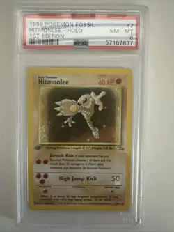 Pokemon PSA 8 1st Edition Hitmonlee 7/62 Fossil Holo - Image 1