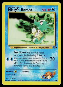 Pokemon Card Gym Challenge Misty's Horsea 87/132 Common - Image 1