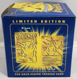 Pokemon Burger King 23k Gold Plated Trading Card Pikachu Blue Box Plastic Opened - Image 3