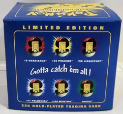 Pokemon Burger King 23k Gold Plated Trading Card Pikachu Blue Box Plastic Opened - Image 4