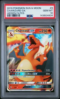 2019 POKEMON SUN & MOON HIDDEN FATES #9 CHARIZARD GX PSA 10 - Image 1