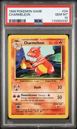 1999 Pokemon Game 24 Charmeleon PSA 10 110062930 - Image 1