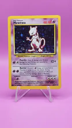 Pokemon Mewtwo TCG Base Set Holo Unlimited Rare Card 10/102 HP - Image 1