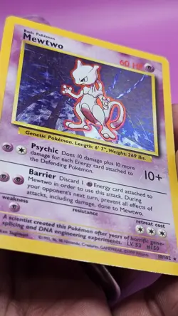 Pokemon Mewtwo TCG Base Set Holo Unlimited Rare Card 10/102 HP - Image 5