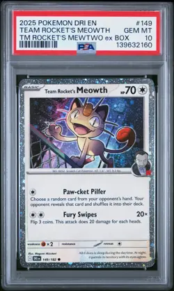 PSA 10 Team Rocket's Meowth Cosmos Holo Promo - 149/182 - Pokemon Graded Card - Image 1