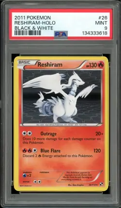 Pokemon Reshiram Black & White Holo Rare #26/114 PSA 9 - Image 1