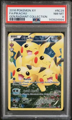 2016 POKEMON XY GENERATIONS RADIANT COLLECTION #RC29 FULL ART/PIKACHU PSA 8 - Image 1
