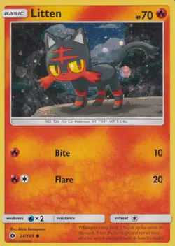 Litten 24/149 Common SM Base Set Pokemon Lightly Played - Image 1