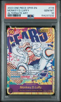 2023 Monkey.D.Luffy OP05-119 Alt Art - Awakening of The New Era One Piece PSA 10 - Image 1