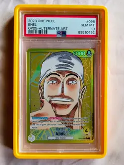 2023 ONE PIECE OP05-AWAKENING OF THE NEW ERA #098 ENEL ALTERNATE ART PSA 10 - Image 1