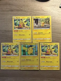 Pokemon GO 2022 Pikachu Lot 5 Basic Holo Regular Ability Cards Nintendo - Image 1