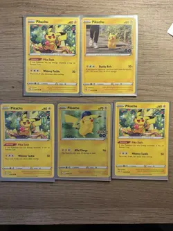 Pokemon GO 2022 Pikachu Lot 5 Basic Holo Regular Ability Cards Nintendo - Image 3
