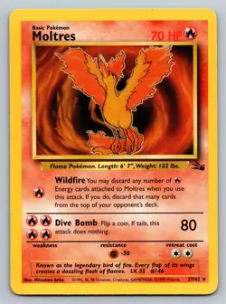 Moltres Fossil #27/62 NON-HOLO Rare MP Pokemon Card WotC - Image 1