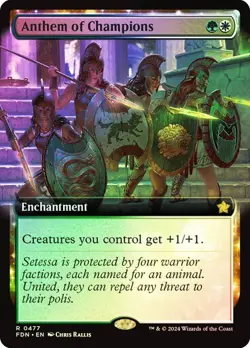 Anthem of Champions (Extended Art) 477 Foil NM MTG Foundations Magic - Image 1