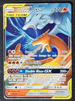 Pokemon Reshiram & Charizard GX TAG TEAM Holo Rare Unbroken Bonds 20/214 2019 - Image 1