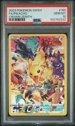 2023 POKEMON SWORD & SHIELD CROWN ZENITH #160 FULL ART/PIKACHU PSA 10 - Image 1