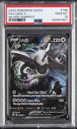 2022 POKEMON SWORD & SHIELD SILVER TEMPEST #186 FULL ART/LUGIA V PSA 10 - Image 1
