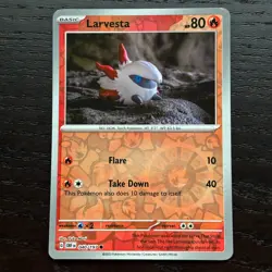 Larvesta 040/197 Pokemon Obsidian Flames SV03 Reverse Holo Common Card NM - Image 1