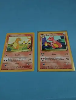 Pokemon Card Set 1999 Charmander 46/102 and Charmeleon 24/102 LP - Image 1