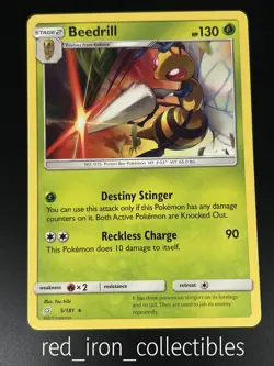 Beedrill 5/181 Rare Team Up Sun & Moon Pokemon Card NM 2019 - Image 1