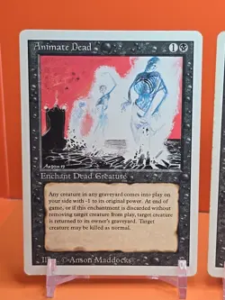 ⚫⚫⚫ (4) 1994 Magic The Gathering ANIMATE DEAD REVISED 3RD EDITION PLAYED⚫⚫1 - Image 2