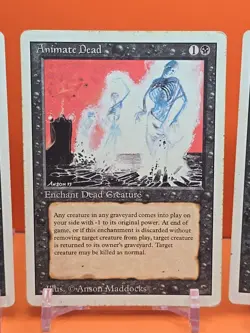 ⚫⚫⚫ (4) 1994 Magic The Gathering ANIMATE DEAD REVISED 3RD EDITION PLAYED⚫⚫1 - Image 3