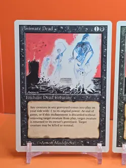 ⚫⚫⚫ (4) 1994 Magic The Gathering ANIMATE DEAD REVISED 3RD EDITION PLAYED⚫⚫2 - Image 2