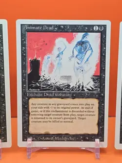 ⚫⚫⚫ (4) 1994 Magic The Gathering ANIMATE DEAD REVISED 3RD EDITION PLAYED⚫⚫2 - Image 4