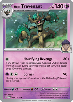 Pokemon TCG Hop's Trevenant 096/217 Ascended Heroes Rare Holo NM - Image 1