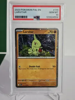 Pokemon TCG 2023 Larvitar Cosmos Holo 110/193 PSA 10 Gem Mint - Image 1