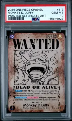 2024 ONE PIECE OP09-EMPERORS IN THE NEW WORLD #119 MONKEY D. LUFFY PSA 10 - Image 1