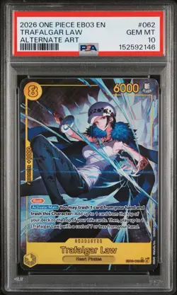 2026 ONE PIECE EB03-ONE PIECE HEROINES EDITION ALT ART TRAFALGAR LAW PSA 10 - Image 1