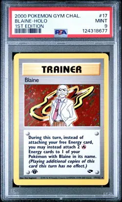 2000 BLAINE 1ST EDITION HOLO GYM CHALLENGE PSA 9 MINT #17/132 POKEMON - Image 1