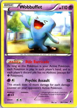 Wobbuffet 36/119 Uncommon Phantom Forces Pokemon Moderately Played - Image 1