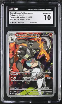 Pokemon Destined Rivals Team Rocket's Houndoom - 191/182 Graded CGC GEM MINT 10 - Image 1