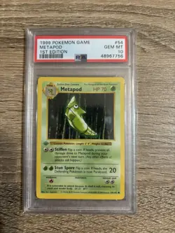 1999 POKEMON BASE SET 1ST EDITION #54 METAPOD PSA 10 GEM MINT SHADOWLESS - Image 1