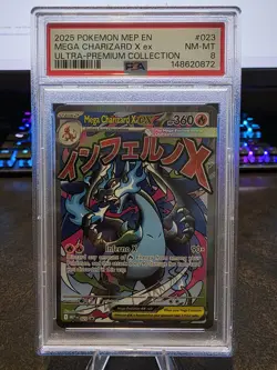 2025 POKEMON MEP EN MEGA CHARIZARD X EX 023 BLACK STAR PROMO PSA 8 - Image 1
