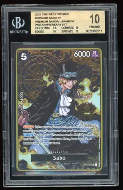 2025 ONE PIECE PREMIUM JAPANESE 2ND ANNIVERSARY SET ENG OP04-083 SABO BGS 10 - Image 1