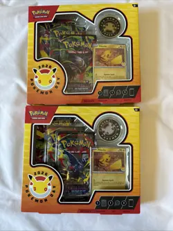Pokemon Day 30th Anniversary. Stamped Foil Promo Pikachu Card, Coin, Lot of 2! - Image 1