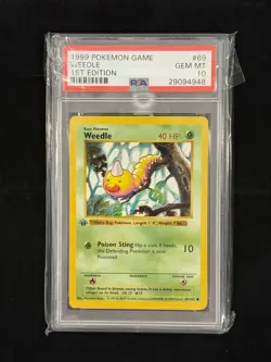 1999 Weedle 1st Edition #69 PSA 10 GEM MINT Base Set Shadowless Pokemon - Image 1