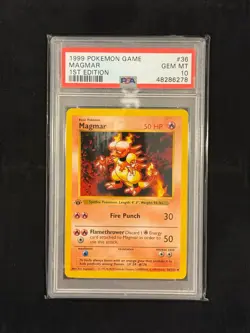 1999 Magmar 1st Edition #36 PSA 10 GEM MINT Base Set Shadowless Pokemon - Image 1