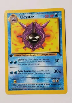 1st Edition Fossil Cloyster 32/62 Uncommon WOTC Vintage 1999 Pokemon Original - Image 1